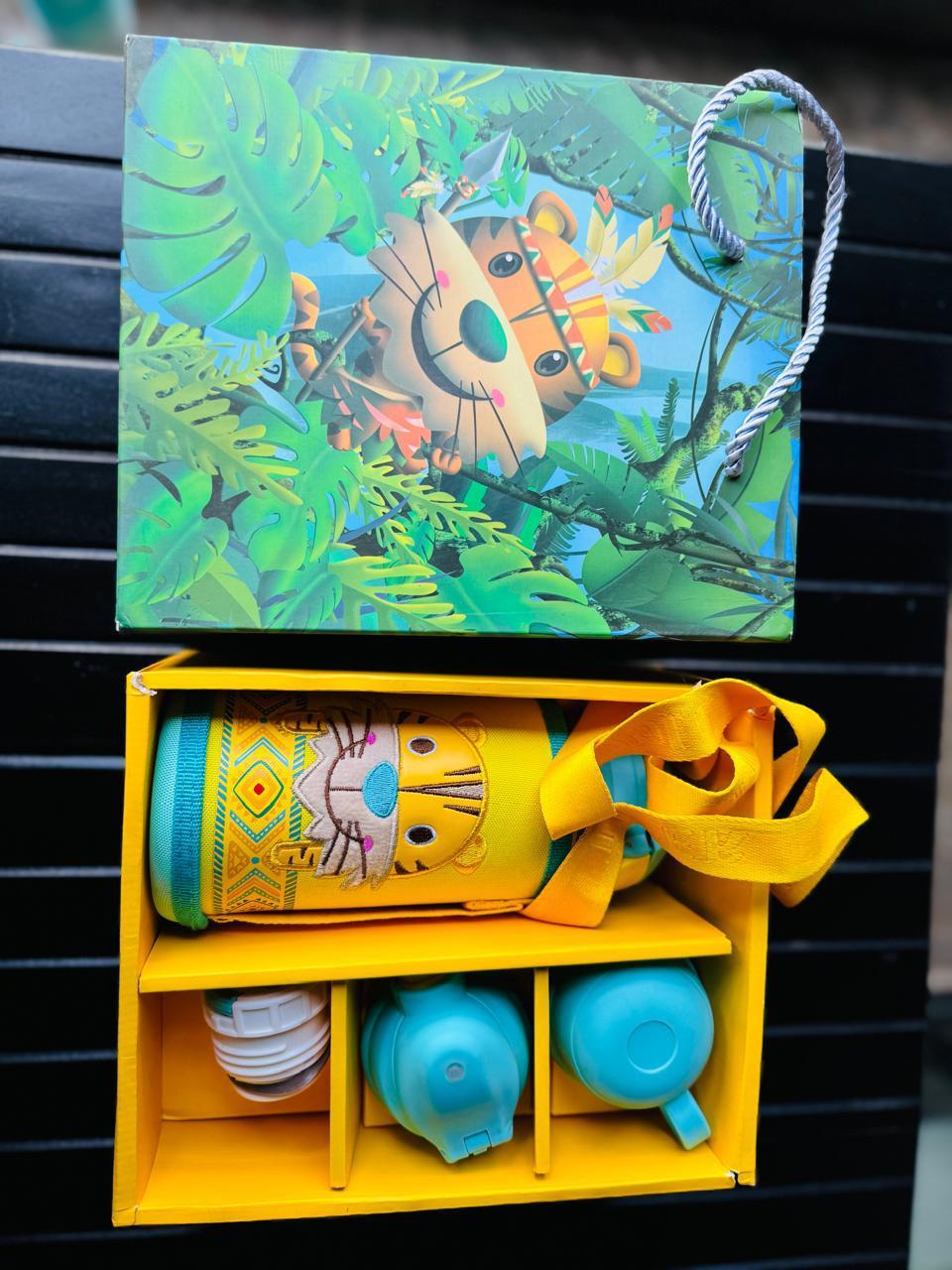 Cute Cartoon Stainless Steel Kids Bottle (3 Lids + Bag Cover + Free Stationery Set)